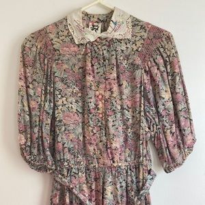Vintage 60s sundress, Jody of California, embroidered details floral print